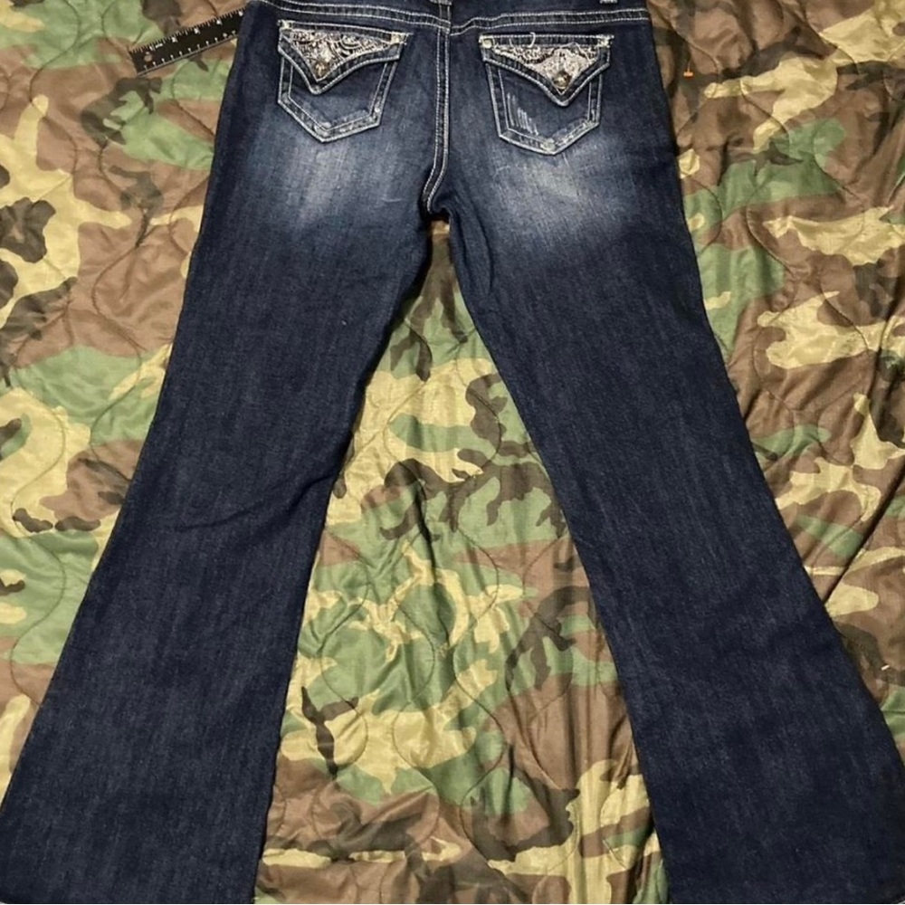 y2k Vanity bedazzled flap pocket low rise flare jeans size 32/32